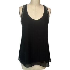 Alythea Black Beaded Sleeveless Top - Size M